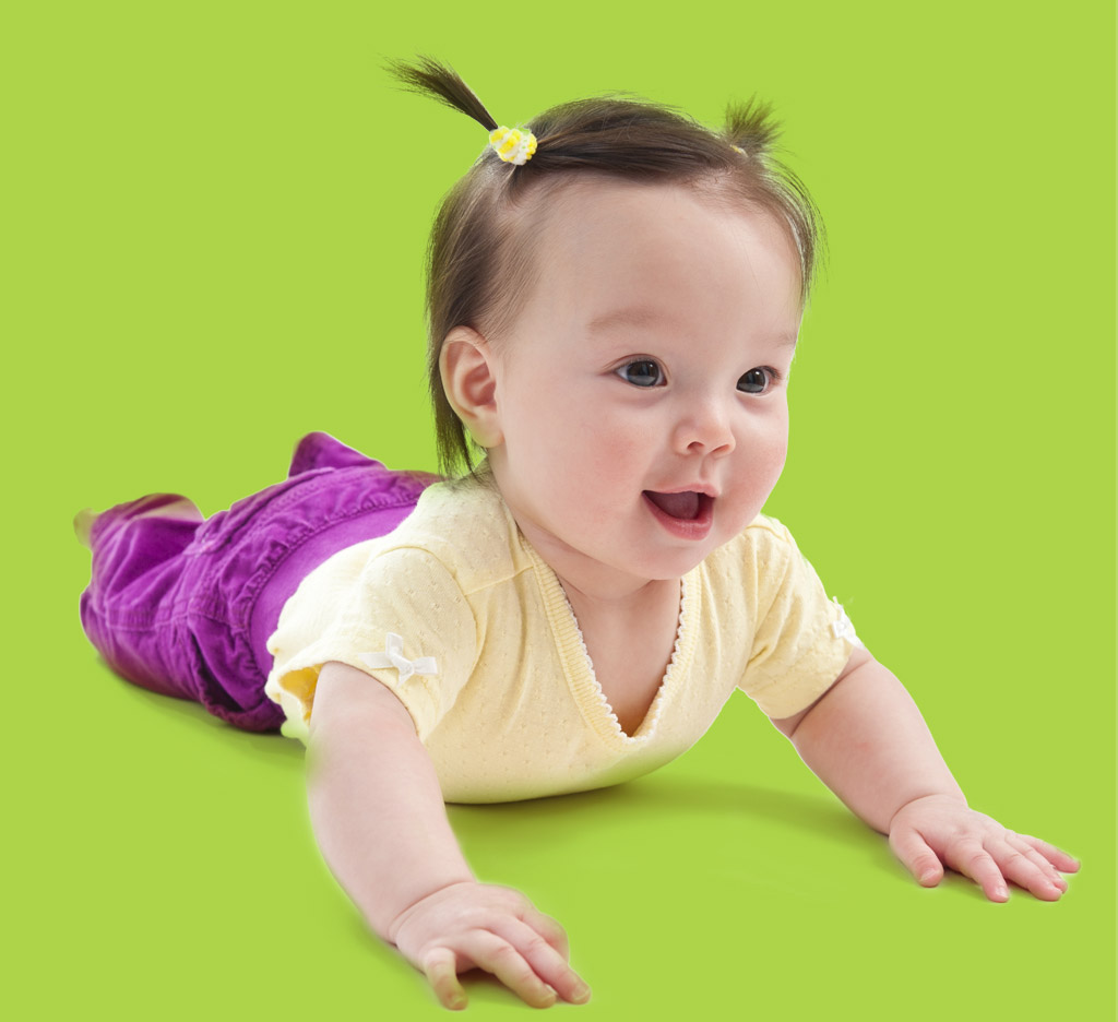 smiling girl playing with ribbons